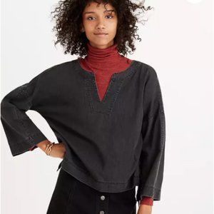 Madewell Denim Side-Lace Top in Sloan Black - Size Small